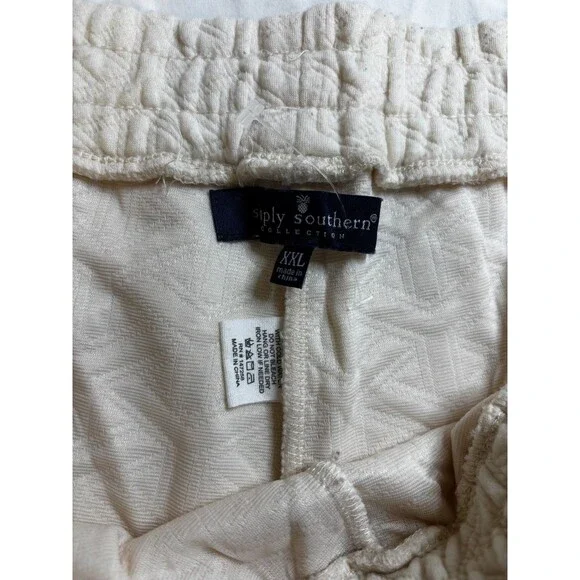 Simply Southern XXL Ivory Quilted Capri Pants Pearl Jewel Rhinestone Embellished - Picture 5 of 11